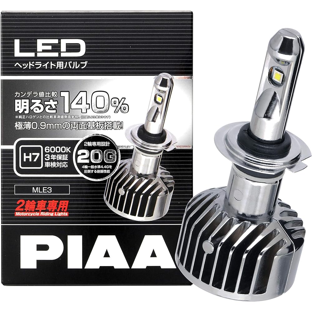 PIAA LED bulb for headlight for two-wheeled vehicles 6000K H7 type 12V23W [Vehicle inspection compatible] MLE3