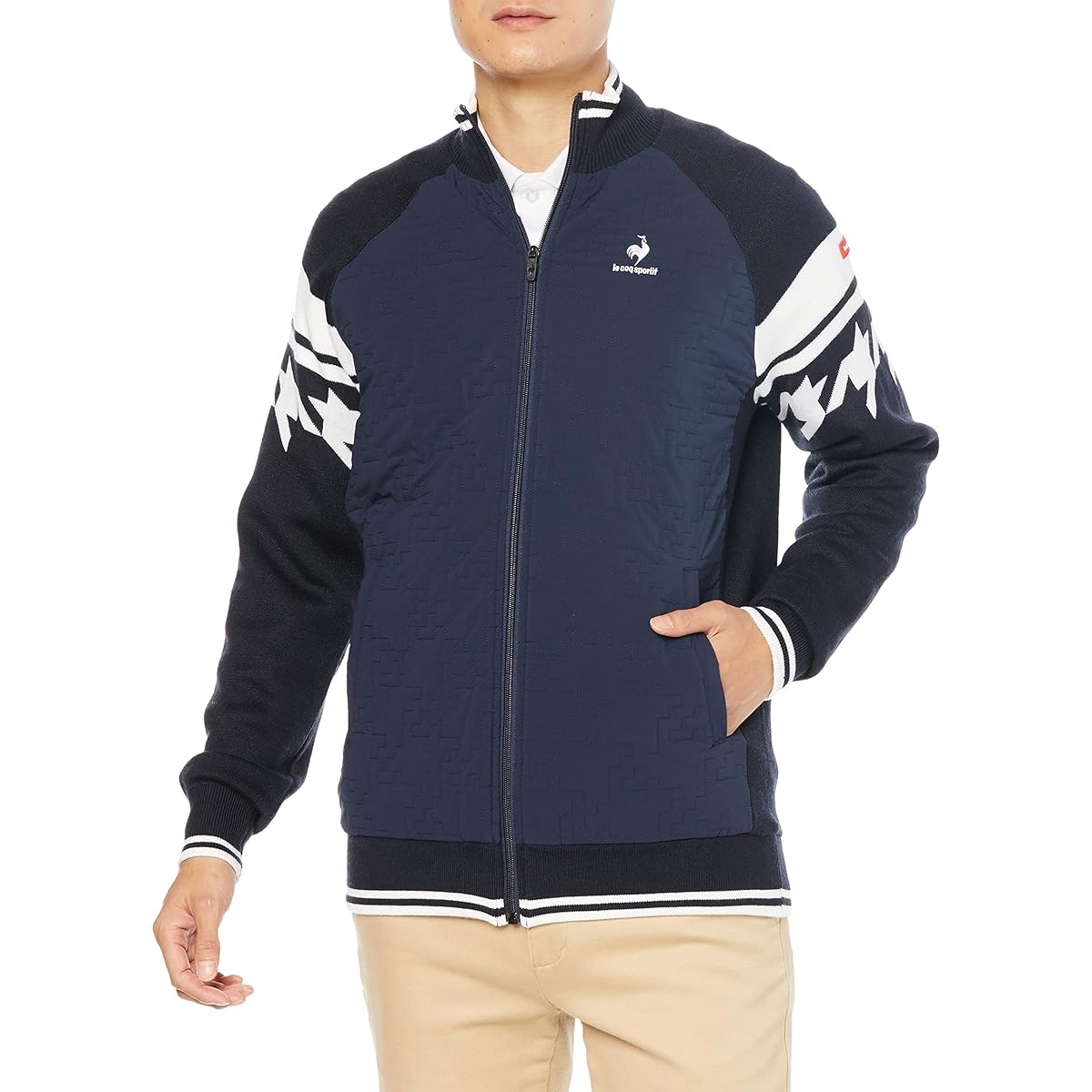 [Le Coq Sportif Golf] [22 Fall/Winter Model] Golf Cut and Sew Windproof Active Heat Retention Washable Heat Navi Hybrid Sleeve Switching Men's