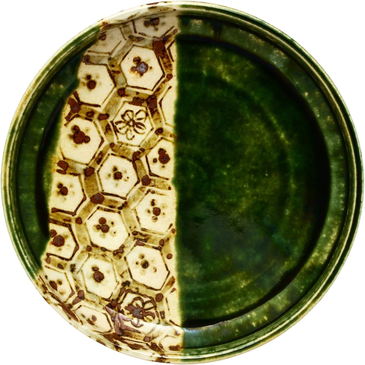 Mino ware "Nakagaki Renji" 7 inch deep plate Oribe tortoiseshell crest diameter approx. 21cm (in gift box) Made in Japan 043-0090