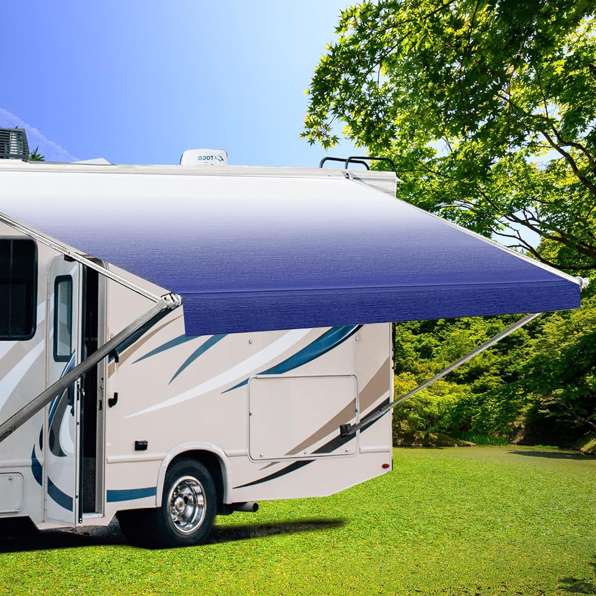 DULEPAX RV Aging fabric replacement (11 feet 2 -inch fabric) High durability 16 oz vinyl fabric Campper -awning Universal replacement RV awning All awning brands Senior fade blue