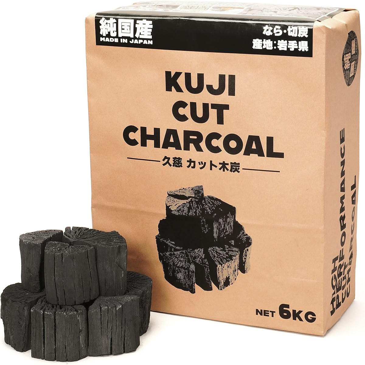 Naemura Co., Ltd. [Domestic Charcoal] Kuji Cut Charcoal 6kg KUJI CUT CHARCOAL Cut Charcoal Charcoal Camping Barbecue Made in Iwate Prefecture (6kg)