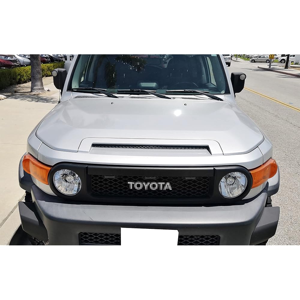 iJDMTOY 3pcs Super Bright Amber LED Center Grille Running Position Light Kit for 2007-2014 Toyota FJ Cruiser (Dark Smoke Lens with Wiring and Hardware)