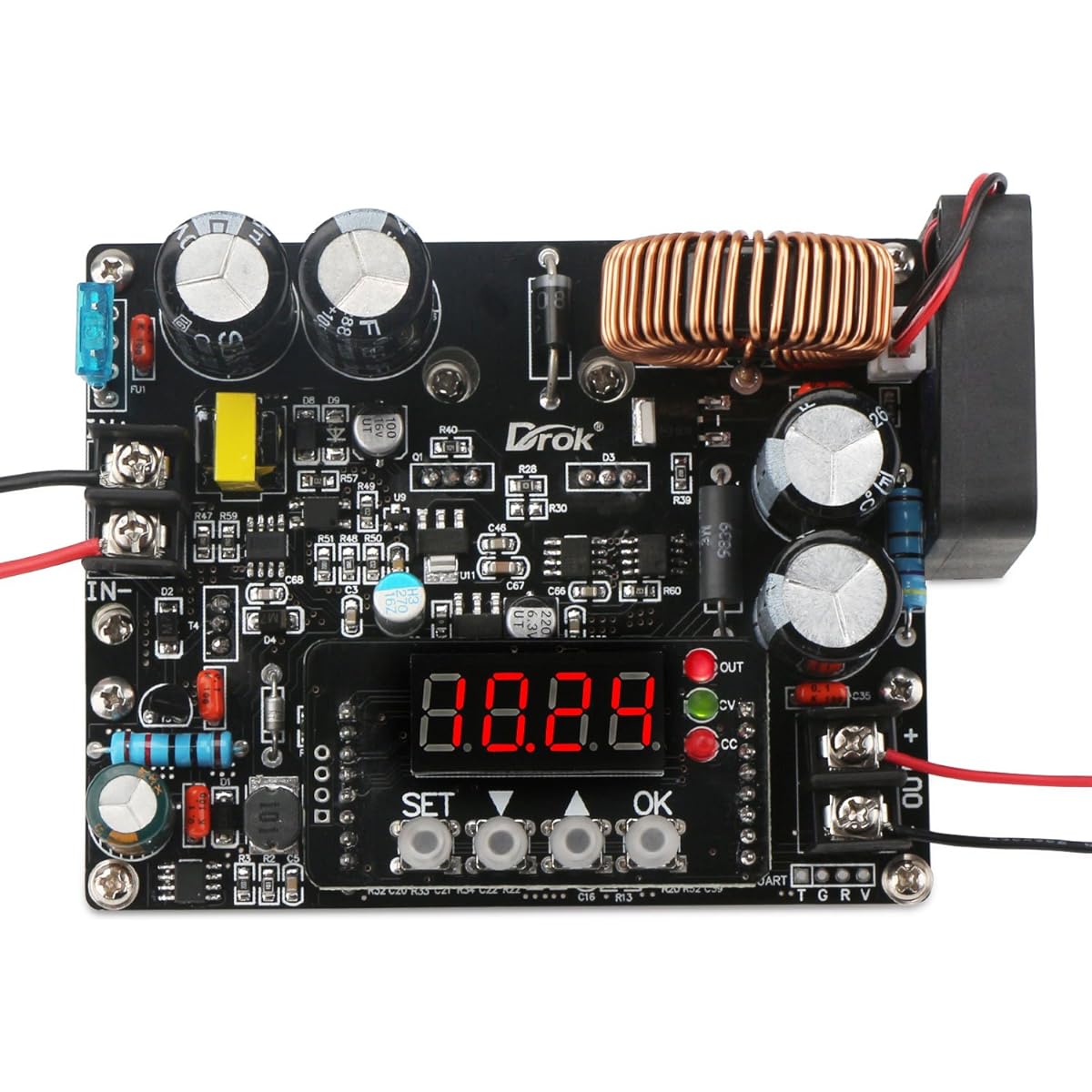 DROK Step-Down Transformer DC-DC Step-Down Converter 10-65V~0-60V 12A 720W Maximum Input 15A Input Fused Digital Control Voltage Regulator Voltage Current Capacity Time Meter Power Supply Module Constant Voltage/Current