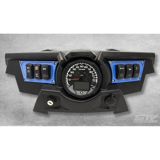 STVMotorsports Custom Aluminum Blue Dash Panel for 2015-2018 Polaris RZR XP 900 with 4 Laser Rocker Switches