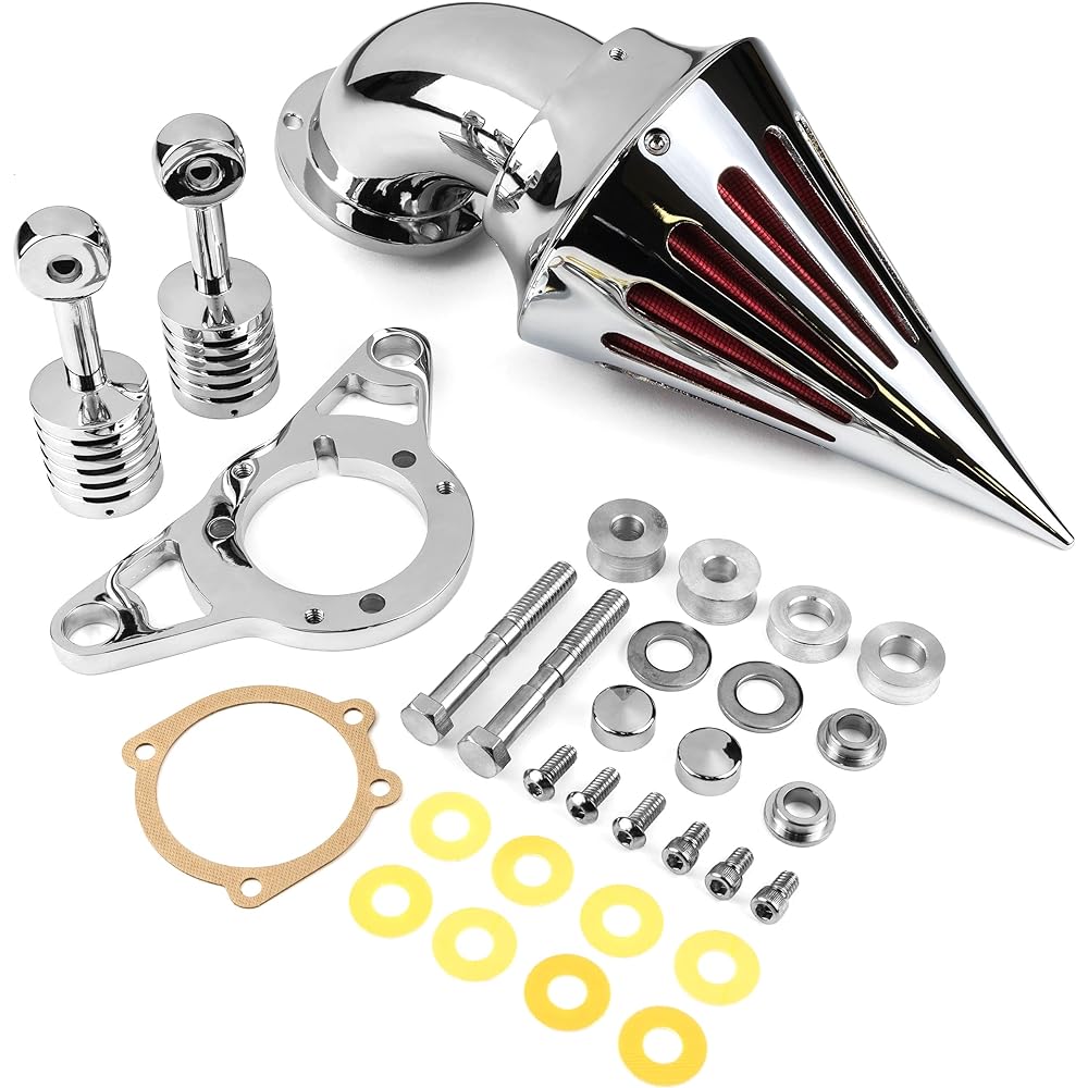 Krator Motorcycle Chrome Spike Air Cleaner Intake Filter Compatible with 2002-2007 Harley Touring Road King Street Glide