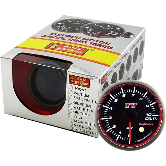 Auto Gauge (AUTOGAUGE) RSM60 Oil Pressure Gauge Angel Ring Black Face White LED Warning Function 60 Pi 60AGOP-RSM