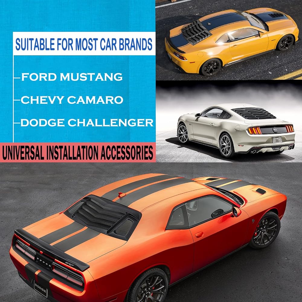 E-COWLBOY Rear Wind Wlue Hardware Kit Mounting Accessories Double-sided Mounting Tape 3m Ford Mustang Dodge Challenger Camaro (12 pieces)