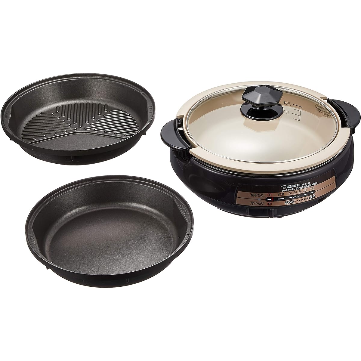 Zojirushi Grill Pan Hot Plate with 3 Useful Plates Ajimaru Brown EP-PX30AM-TA
