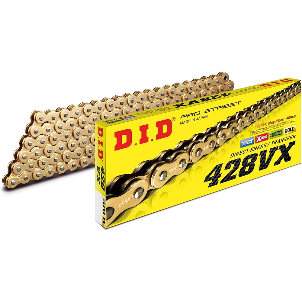 D.I.D Motorcycle Chain Light Press-in Clip Joint Included 428VX-128FB G&G (Gold) X-Ring for Two Wheels Motorcycle