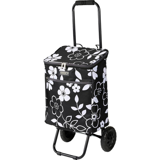 Rep Cocoro Shopping Cart Freddie Bag-in-Bag Cart Black 26L Luggage Hook Floral Pattern Foldable Pocket Storage Cold Insulation Eco Bag Shopping Stylish Cute Simple Convenient Compact Lightweight Camping Sports Day Cherry Blossom Viewing 536612