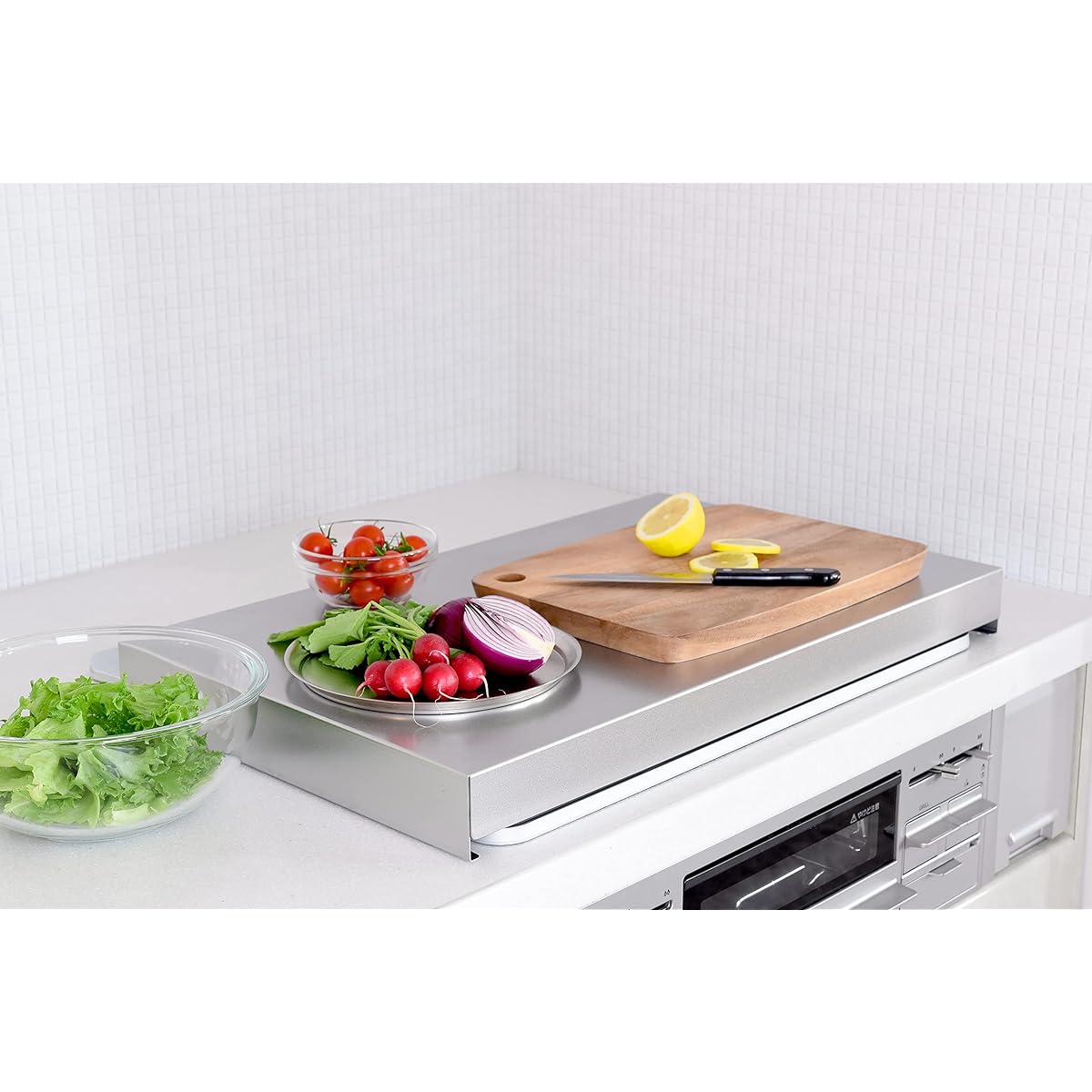 Stove Cover Flat Made in Japan Gas IH Stove Cover Stainless Steel Made in Tsubame Width 60cm Uses New Scratch-Resistant Material Built-in Stove Cat Proof