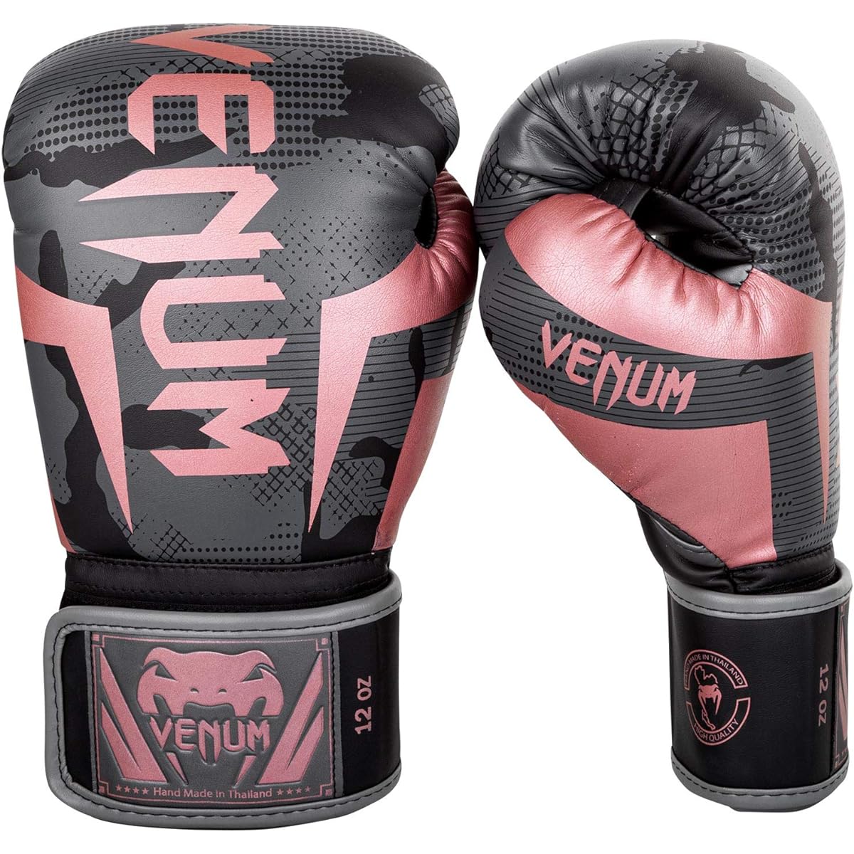 VENUM Elite Boxing Gloves Black/Pink Gold VENUM-1392-537