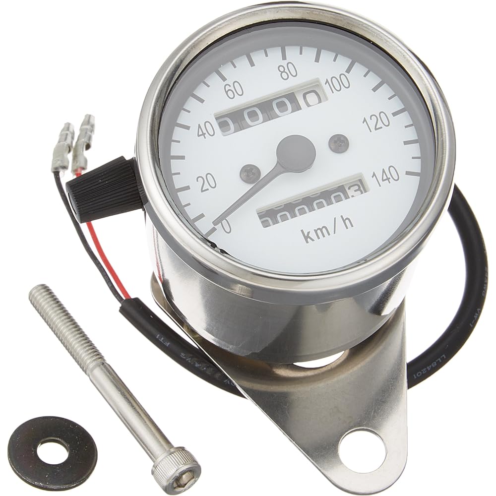 POSH Motorcycle Supplies LED Backlight Mini Speedometer Mechanical White Panel 140km/h Display with Trip TW200 TW225 SR400 Estrella 250TR 100014-70
