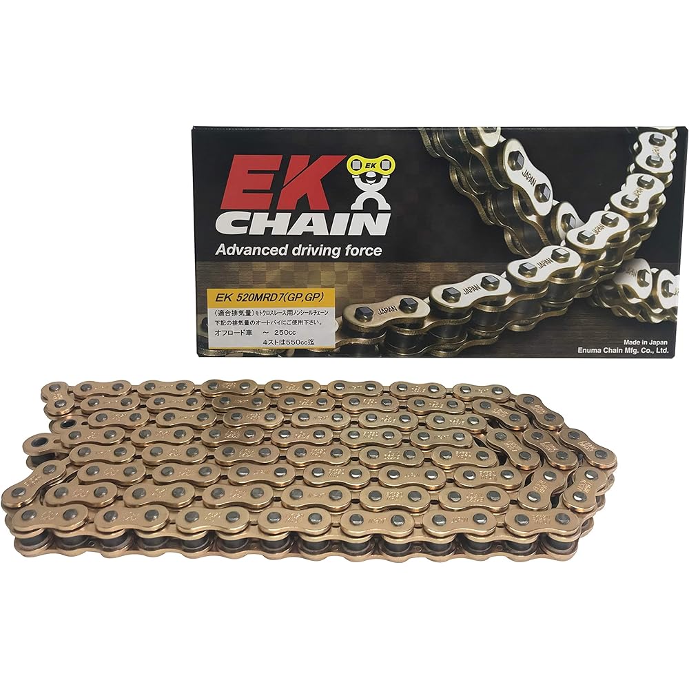 EK Non-Seal Chain for Motocross Race 520MRD7 Gold 116L [Clip Joint]