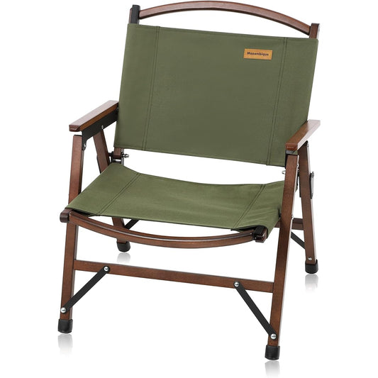 Mozambique Outdoor Chair Camping Chair Folding Wood Compact Wooden Load Capacity 110kg [Wood Chair that Can Also Be Used as Interior] (Green)