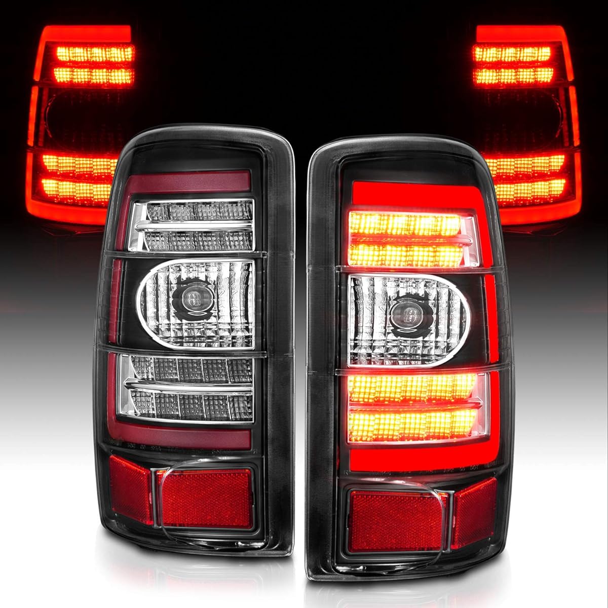 Amerilite 2000-2006 Chevrolet Taho Sabban/GMC Ucon Denari XL Black LED replacement Tail Light Assembly Brake Land Set -The passenger seat and the driver's seat side