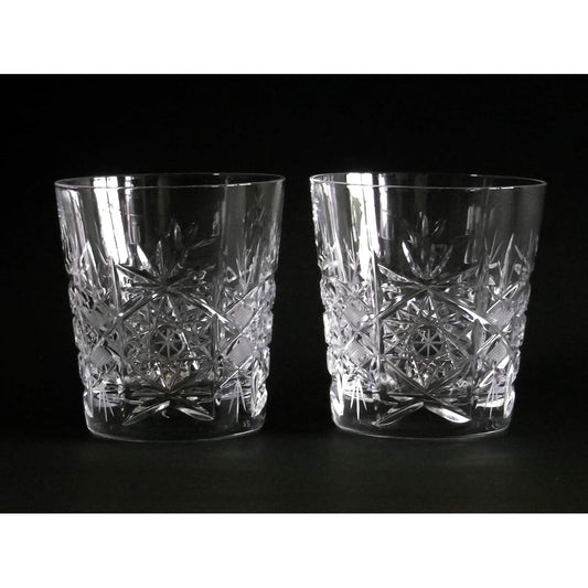 Bohemian Glass Hand Cut Whiskey Glass Set of 2 20A24/41448/260-2