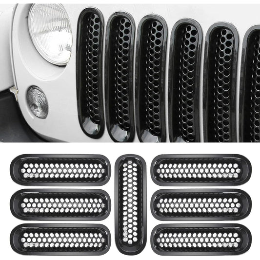 Upgrade Version Clip Anglill Front Mesh Grill Insert for Jeep Wrangler 2007-2016 Black SZZT-38