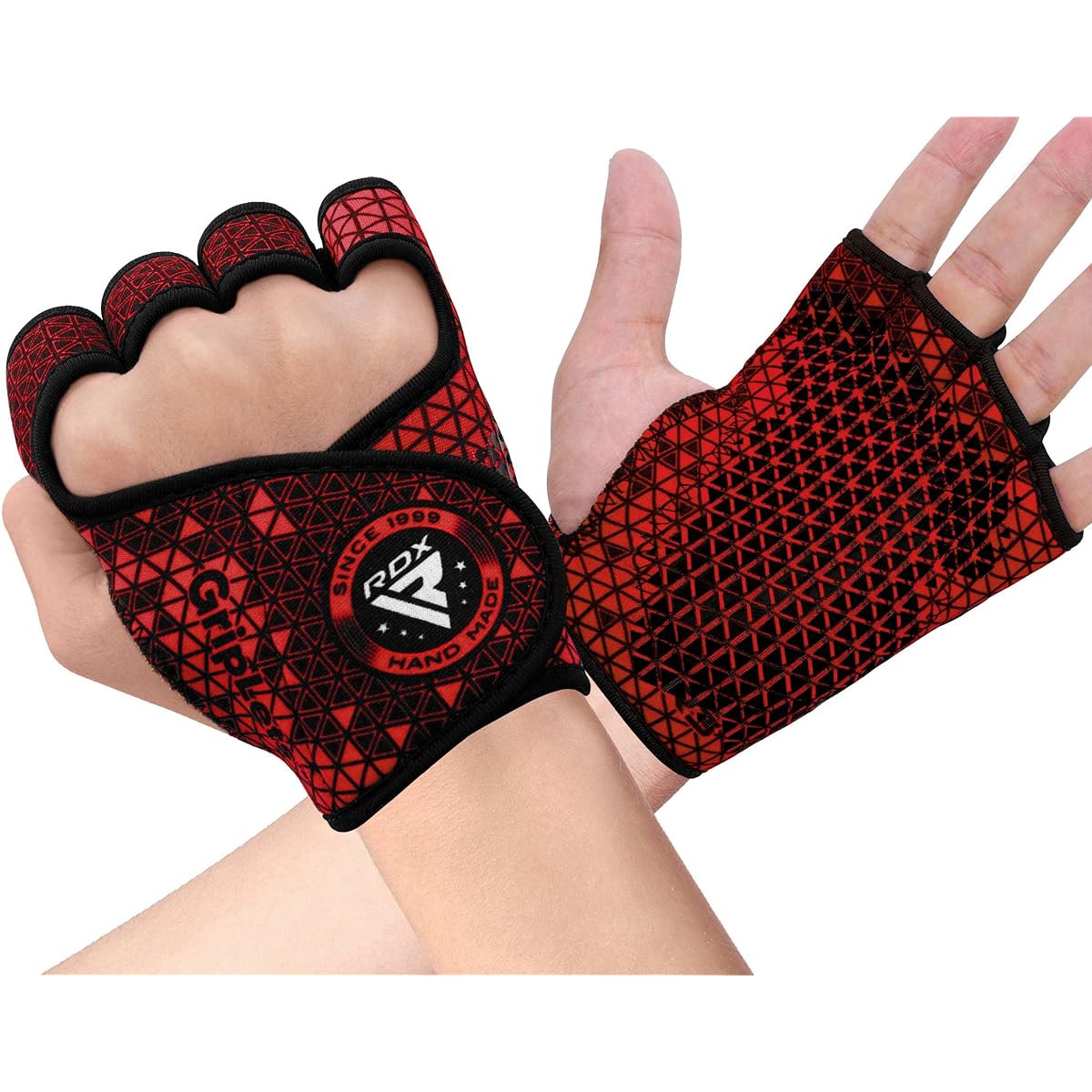 RDX Weightlifting Gloves Non-Slip Neoprene Gym Powerlifting Fitness Strength Training Bodybuilding Workout (Red, L/XL)