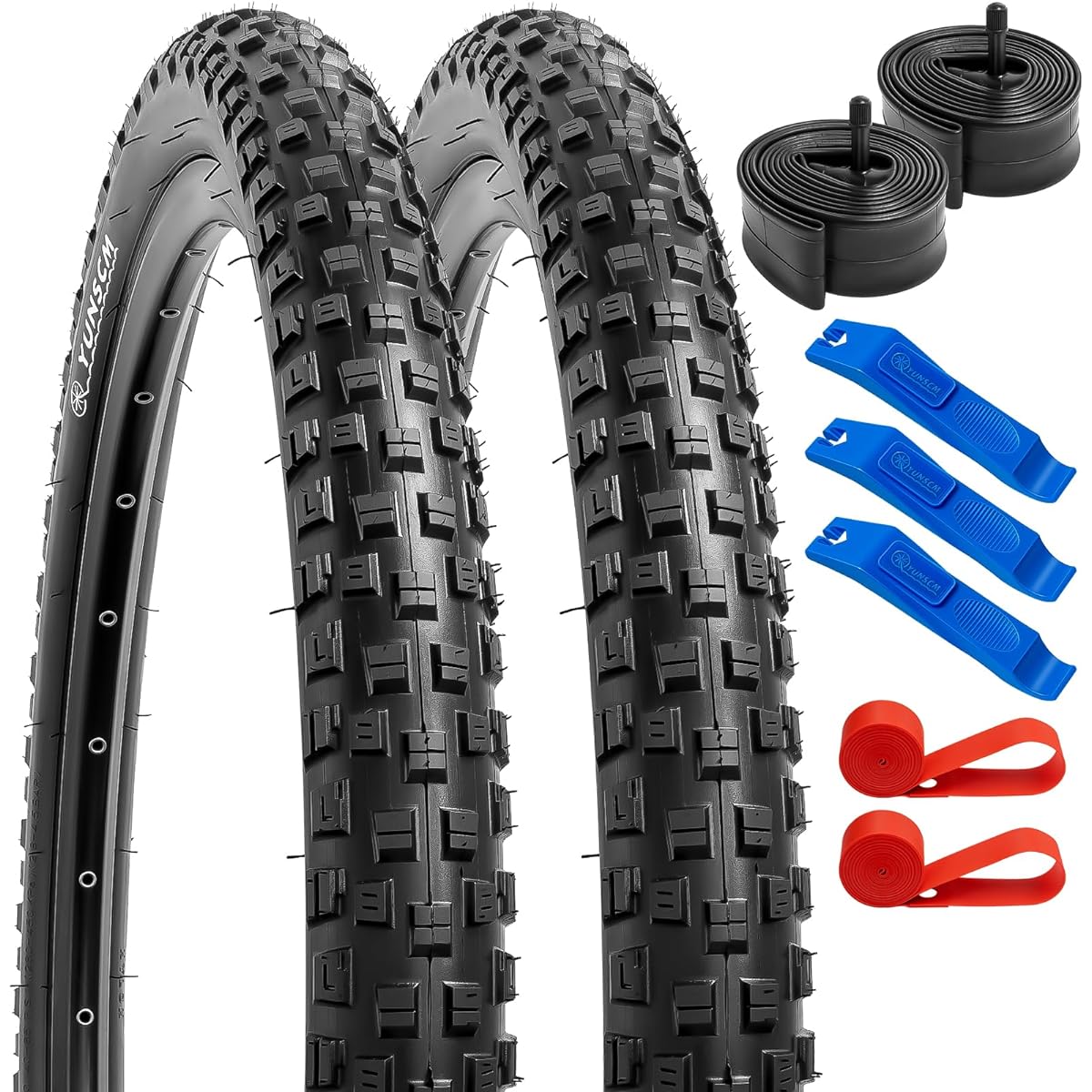 Set of 2, 26x2.125 Tire, 26x2.125 57-559 Bicycle Tire + 26x1.75/2.125 Tube American Valve 32mm + Rim Tape + Tire Lever, Tire 26x2.125, Bicycle Tire 26x2.125, Mountain Bike Tire 26x2.125, 26 inch tire 2.125,Y-1164