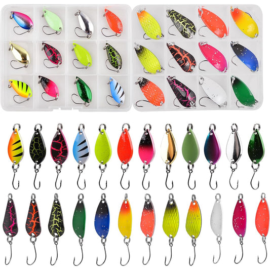 Spoon Lure Metal Spoon Lure Set Pipe Fishing Mountain Stream Fishing Trout Carefully Selected Colors Rainbow Trout Yamame Char Lure 2g-9.6g 12/24/30 Pieces Selectable