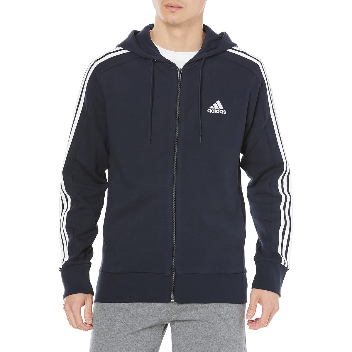 [Adidas] Essentials 3 Stripes Full Zip Hoodie Sweatshirt Hoodie Men's