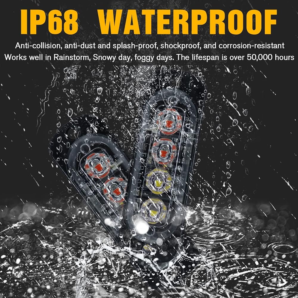 DIBMS LED Emergency Strobe Batter 4 LED Red White Warning Flash Caution Water Draw Bar Track Ban Off Road Car ATV SUV