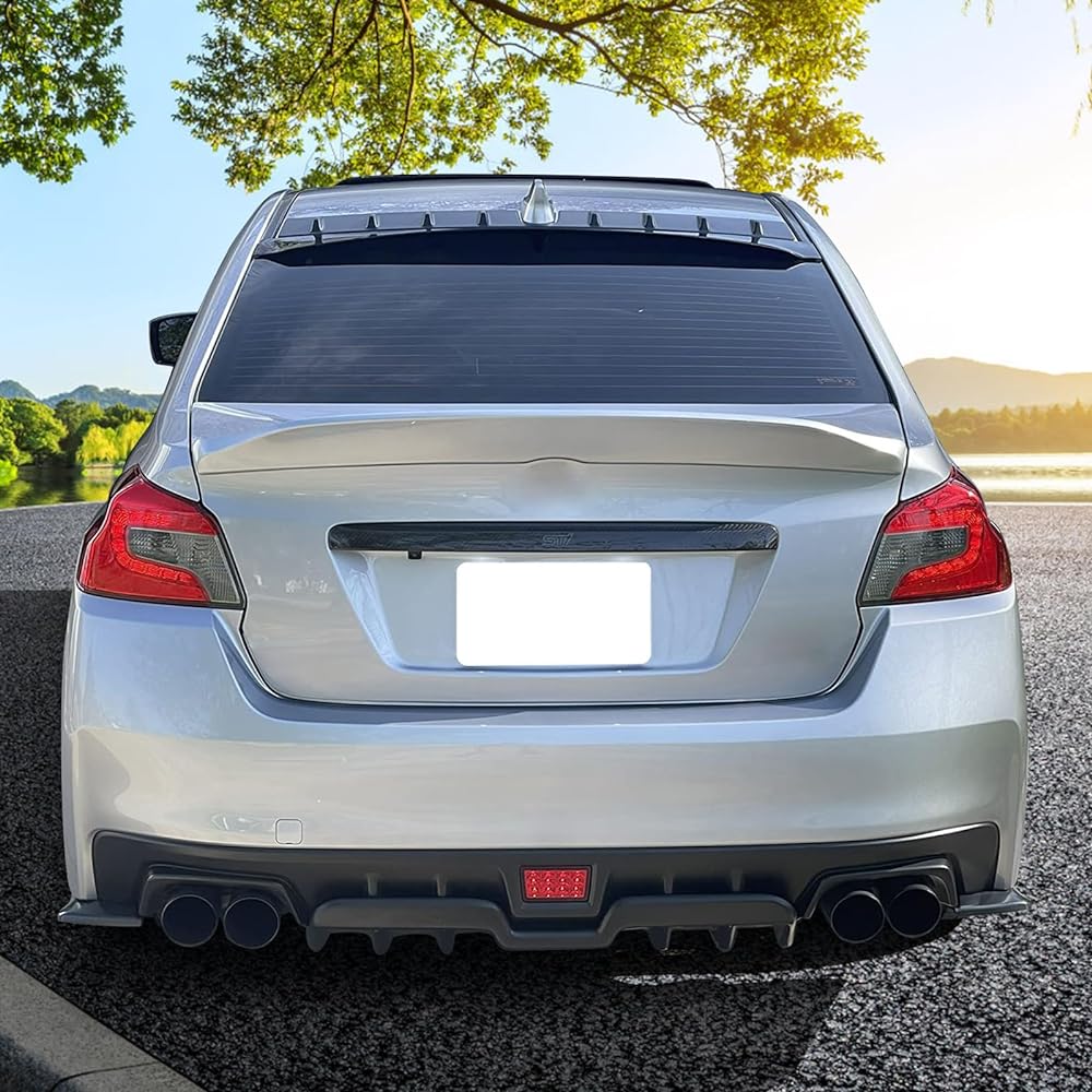 IKON MOTORSPORTS Rear Bumper Lip Diffuser 2015-2021 Subaru WRX STI PP Polypropylene Mat Black Balance Spats Apron Sputter Diffuser Kana