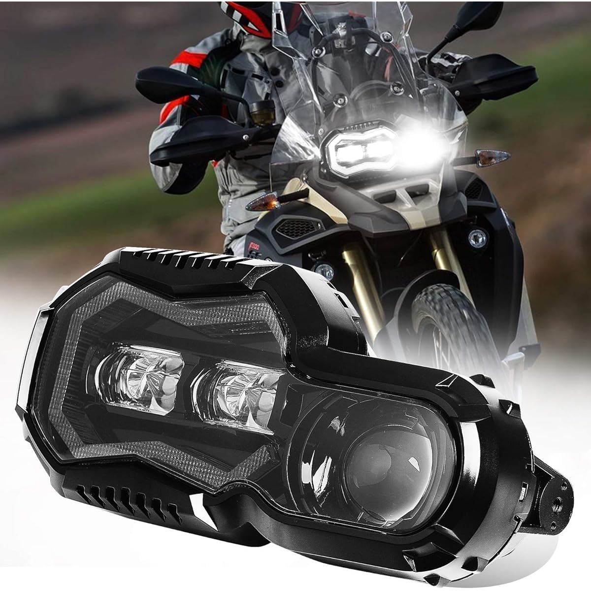 Audexen LED Headlight Assembly with Angel DRL High/Low Beam BMW F800GS F800GS Adventure F700GS F650GS