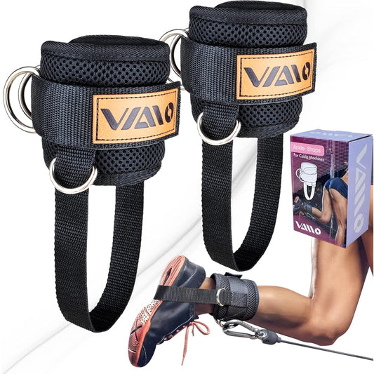 VAIIO Ankle Strap for Cable Machine Adjustable Comfort Fit Neoprene Double D-Ring Reinforcement - Premium Ankle Cuffs Improve Abs, Lift Buttocks, Strengthen Legs, Unisex