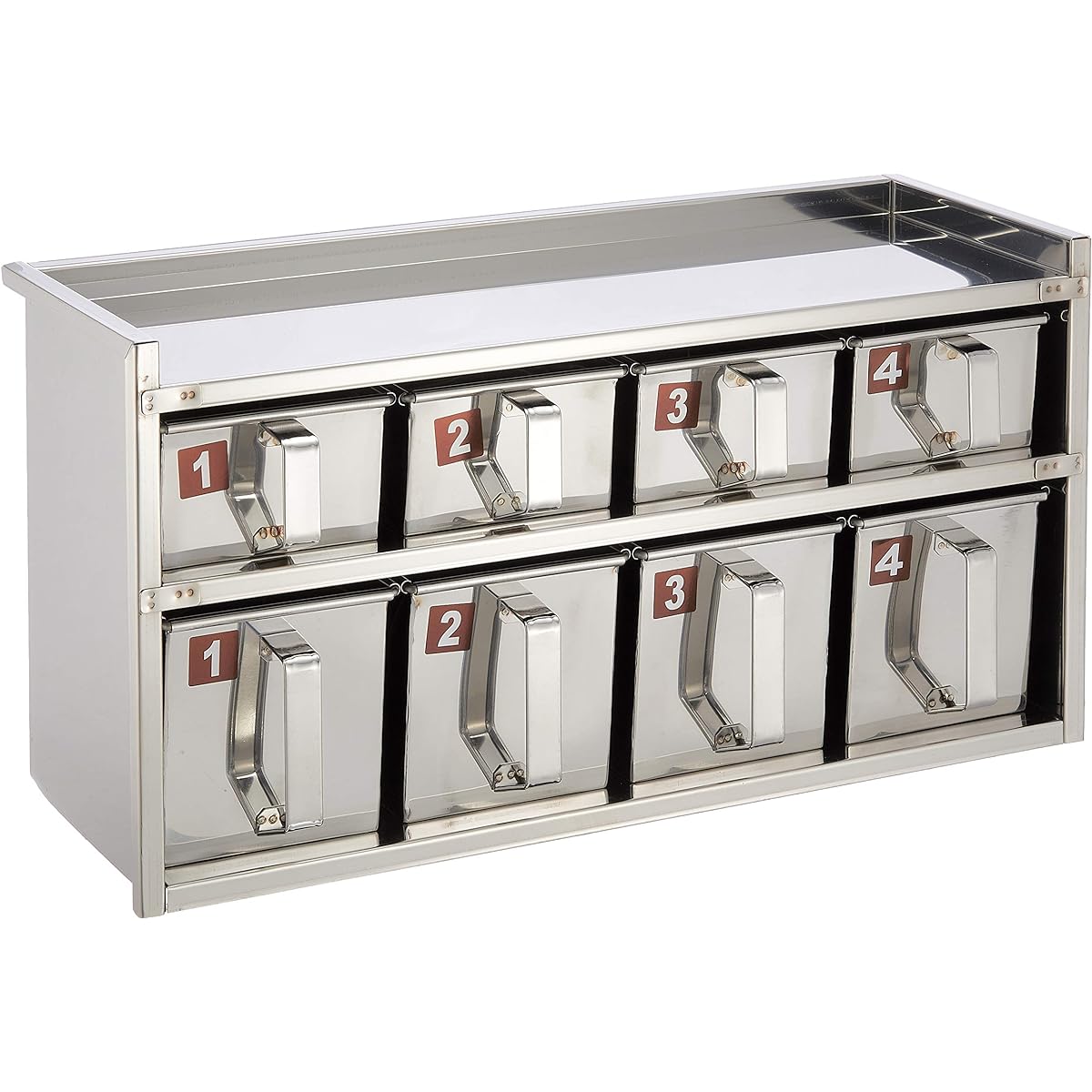 Endo Shoji Commercial Welded Drawer Type Yakumi 2 Tier 8 Pieces Body 18-8 Stainless Steel Made in Japan AYK17028