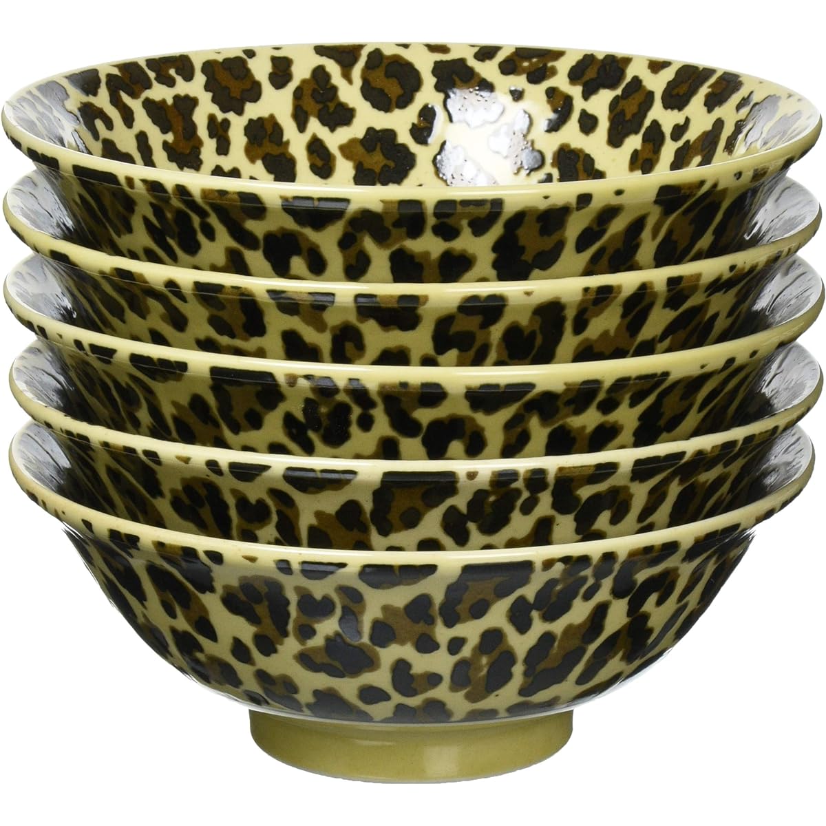 Set of 5 Chinese Bowls Leopard Print 6.5 Bowls [19.5 x 7.2cm] Chinese Tableware Ramen Restaurant Dim Sum Commercial Use Hotel