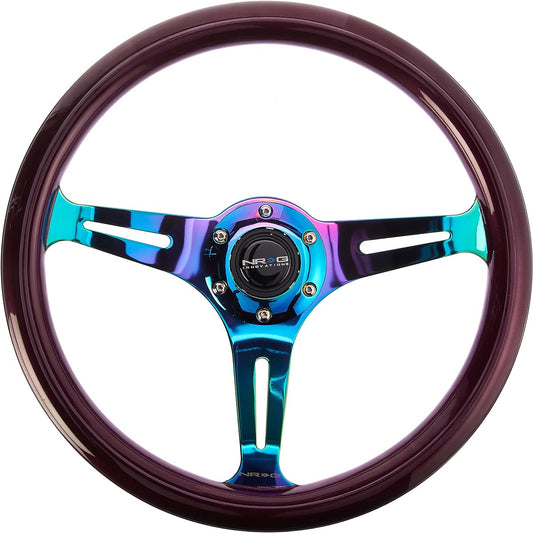 NRG Innovations ST-015MC-PP Classic wood grain wheels (350mm 3 neo-chrome spokes, purple pearl paint)
