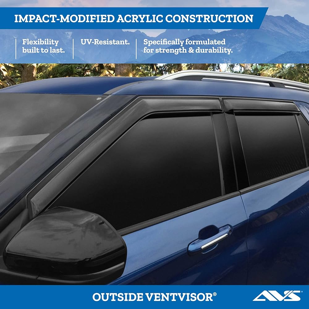 Auto VentShade94298 Original Vent Vent Visor Side Wind Wood Flexor Dark Smoke 4 Piece Set
