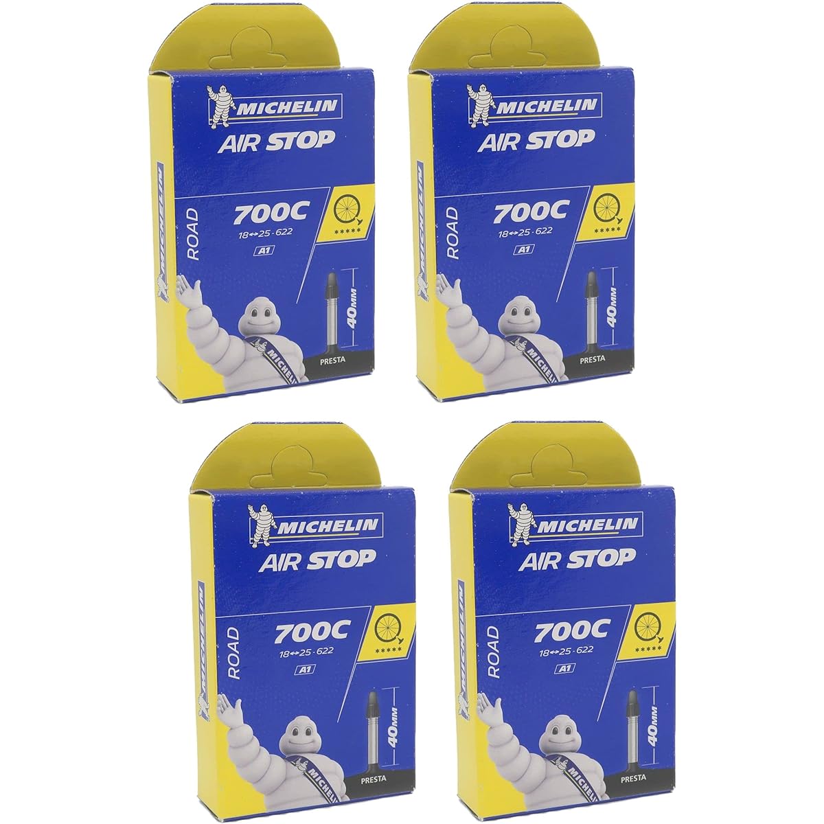 Set of 4 Michelin Air Stop Tube 700 x 18/25c (18/25-622) Presta 40mm Valve AIR STOP [Parallel Import]