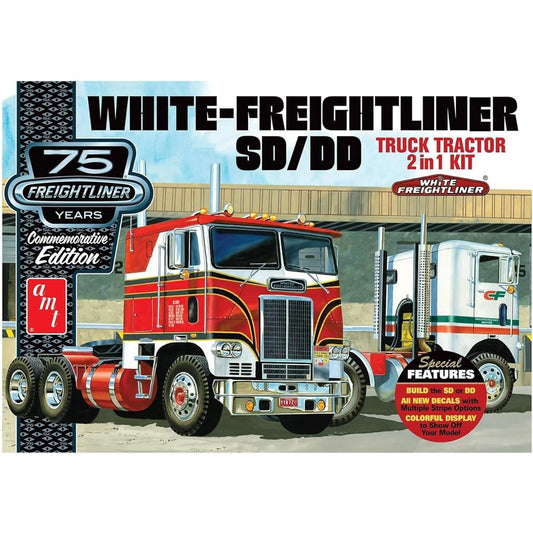 AMT 1/25 White Freightliner SC/DD Cabover Trailer Head (Freightliner 75th Anniversary Model) Plastic Model Kit AMT1046
