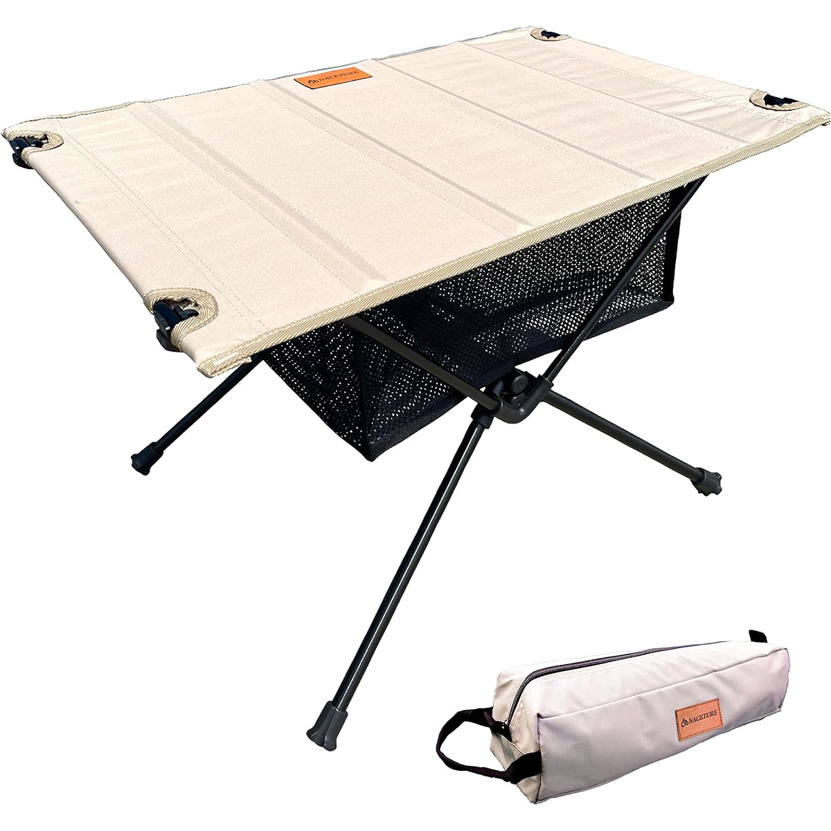 Ultralight Camping Table Compact Folding - Outdoor Table Aluminum Table, Hiking, Camping Desk, Mountain Climbing, Storage Mesh for Outdoor Travel (Black)