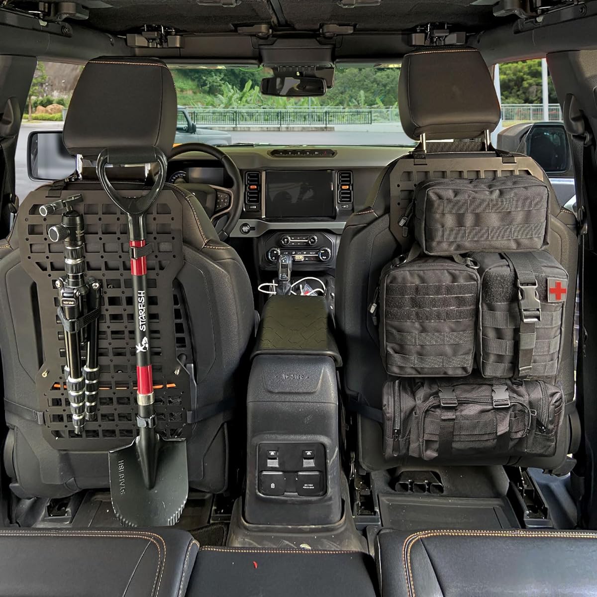 MAIKER OFF ROAD MOLLE Seat Back Organizer MOLLE Panel Removable MOLLE Pouch 4 & 10 Fixed tape 2021 2022 2023 Compatible with Ford Bronco (2 pieces)