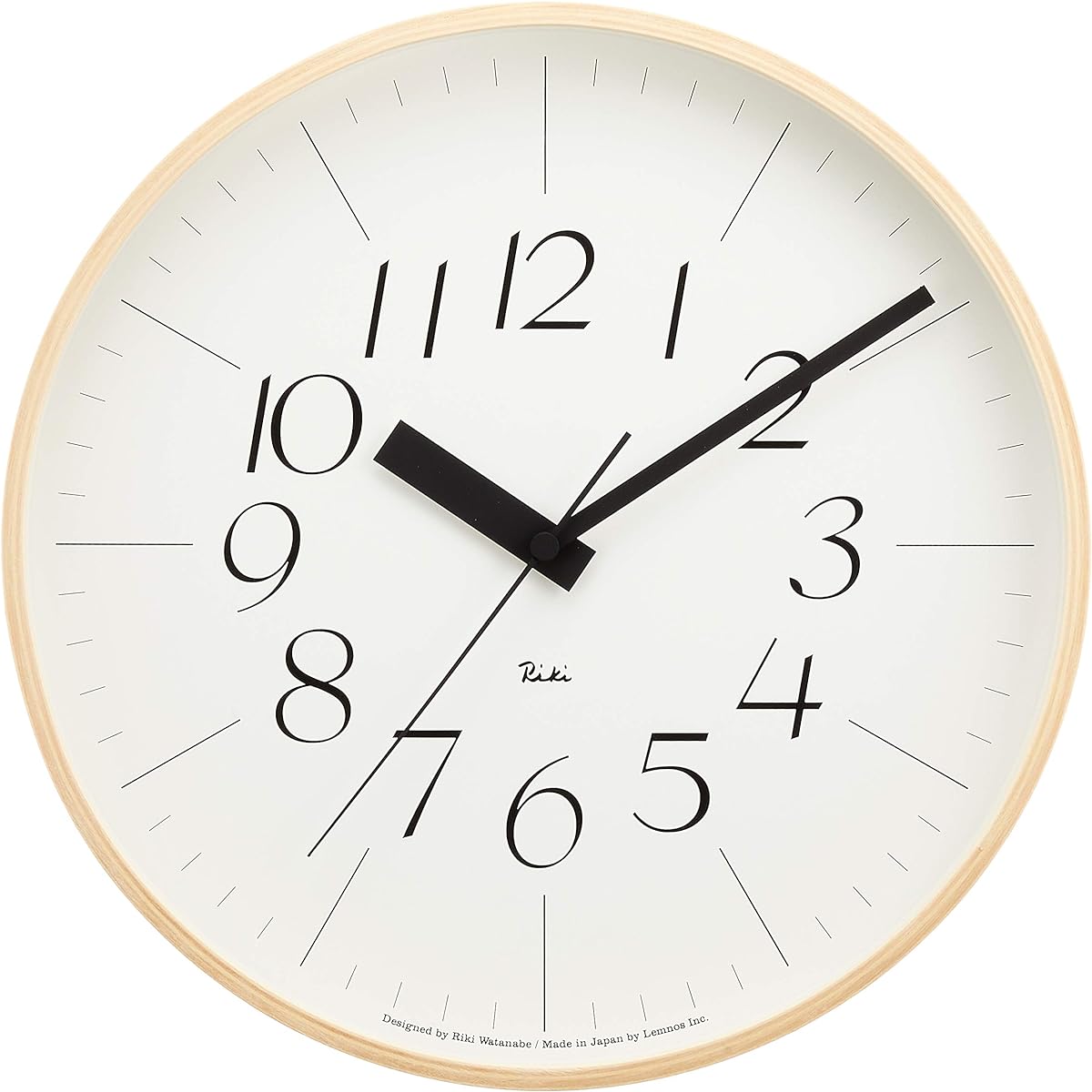 Lemnos wall clock analog radio clock natural colored wood RIKI CLOCK RC WR08-26 Lemnos Beige Diameter: 30.5cm