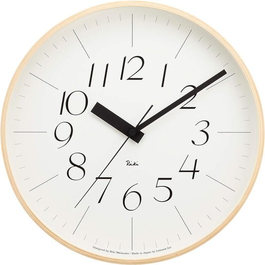 Lemnos wall clock analog radio clock natural colored wood RIKI CLOCK RC WR08-26 Lemnos Beige Diameter: 30.5cm