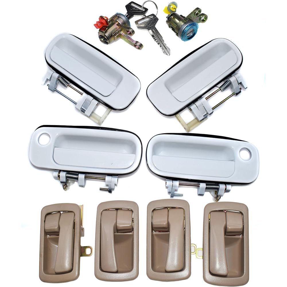 Car Parts Black Beige White Toyota Kamuri 2.2L 3.0L 1992-1996 For outside & amplifiers. Inside door handle Front rear left and right & door lock cylinder car parts (color: kit 013)