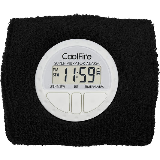 Coolfire - Silent Wake Yourself Up Wristband Vibrating Alarm Watch for Couples Students Hearing Impaired Silent Wrist Shock Alarm Clock Vibrating Alarm Bracelet Vibrating Alarm Clock (Black)