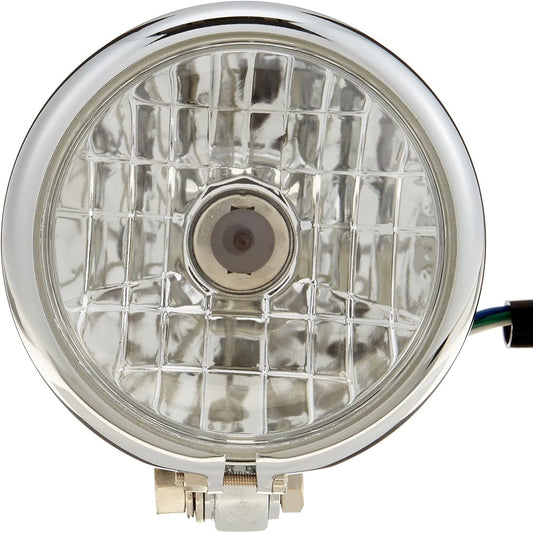 Kijima Motorcycle Bike Parts Custom Headlight (Not Compatible with Vehicle Inspection) Bates Type Plated Body 4.5 Inch (Body Diameter: 120/Depth: 65) Multi-Reflector H4 (12V35/35W) 205-313