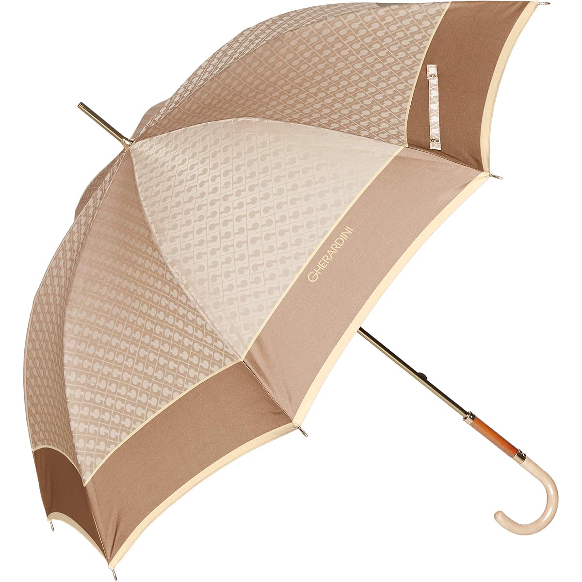 [Gherardini] AURORA 1GD 11001-01G Logo Jacquard Yarn-dyed Hand-Opening Long Umbrella (Made in Japan) Women's Beige Japanese Rib 60cm (FREE Size)