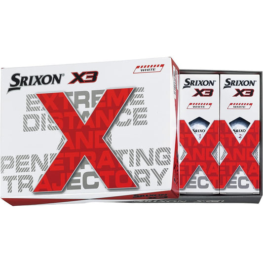 DUNLOP Golf Ball SRIXON X3 2022 Model 1 Dozen (12 pieces) White/Yellow