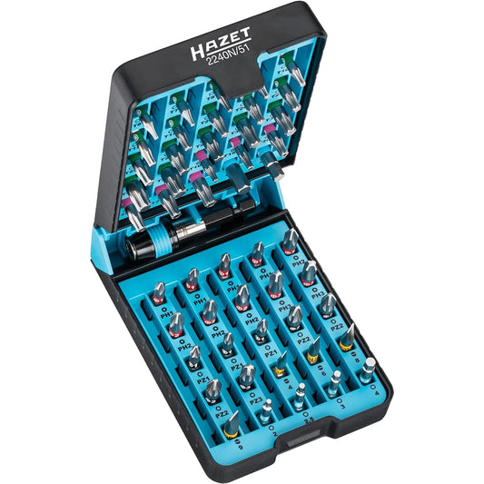 HAZET Driver Bit 51 Piece Set Output: Pozidrive Hexagon 6.3 (1/4 inch) Plus Tamper Resistant Torx Internal Hexagonal Slot Internal Torx BitE-Box [Regular Japanese Import Product] 2240N/51