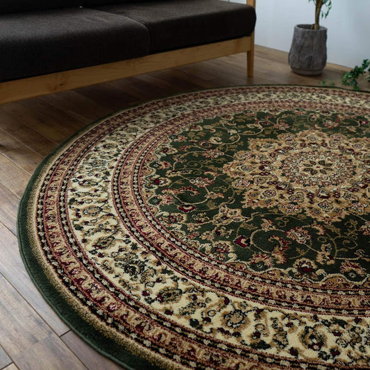 Sayan Sayan Persian Style Round Rug Mat Legend I Diameter 133 Green Wilton Weave
