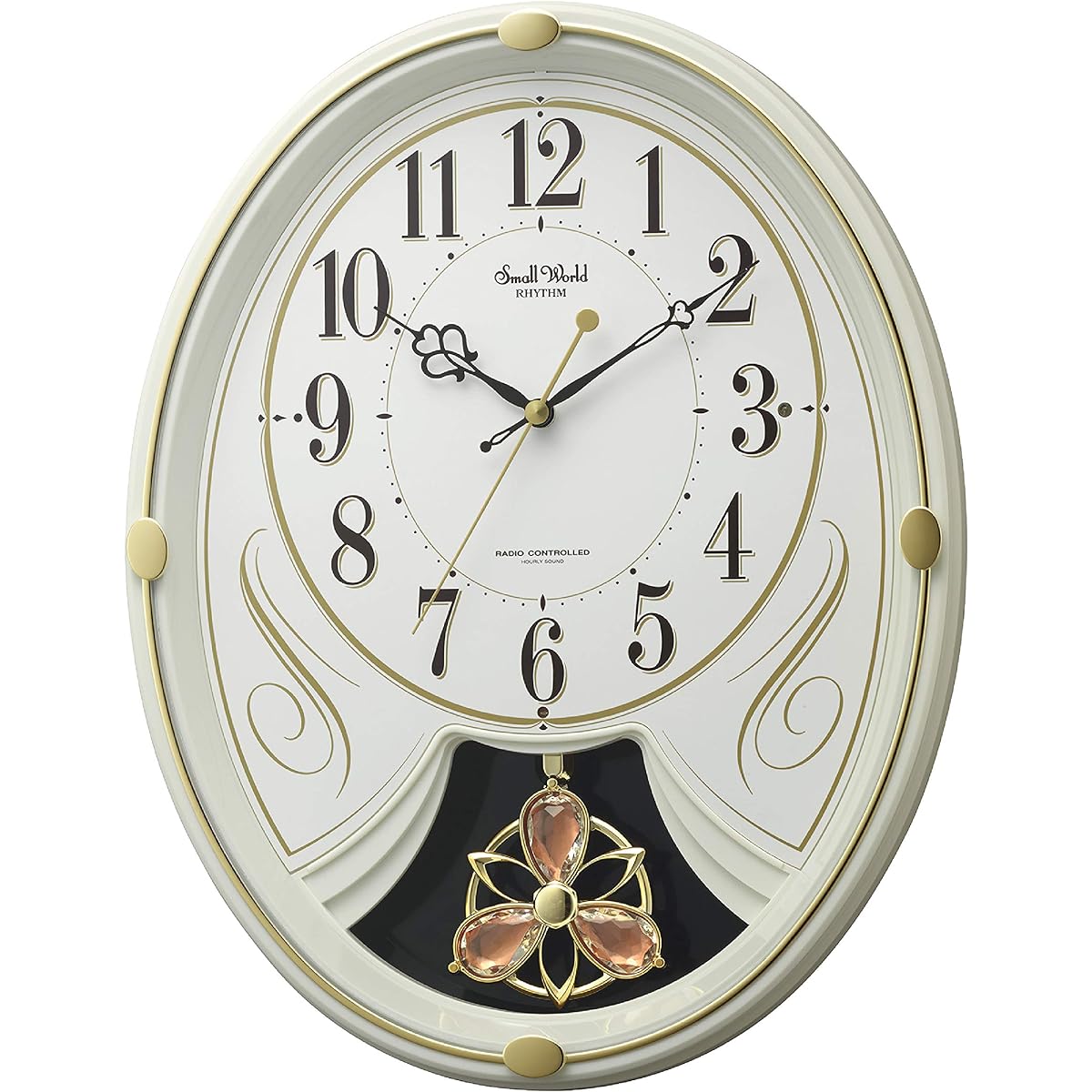 RHYTHM Radio Clock Wall Clock 6 Songs Melody "Small World Lily N" 4MN554RH10