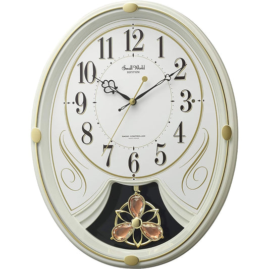 RHYTHM Radio Clock Wall Clock 6 Songs Melody "Small World Lily N" 4MN554RH10