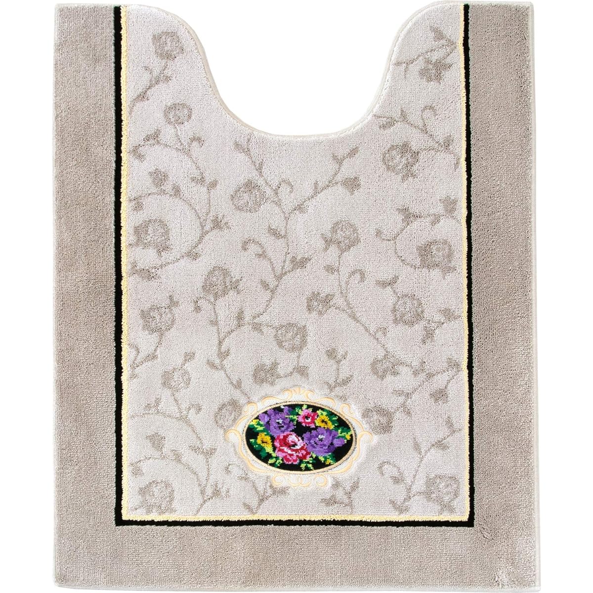 OKA Toilet Mat Beige Approx. 85cm x 67cm Chenille Rose (Elegant Gorgeous)